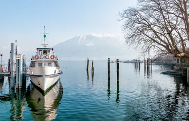 Tuinposter Ferry boat on lake Maggiore, Locarno © EleSi