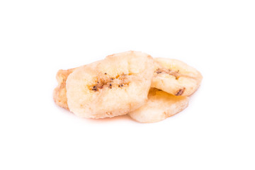 dried bananas fruit on a white background