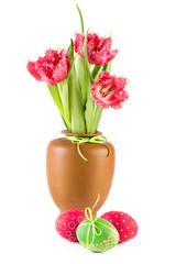 Easter Eggs and spring tulips