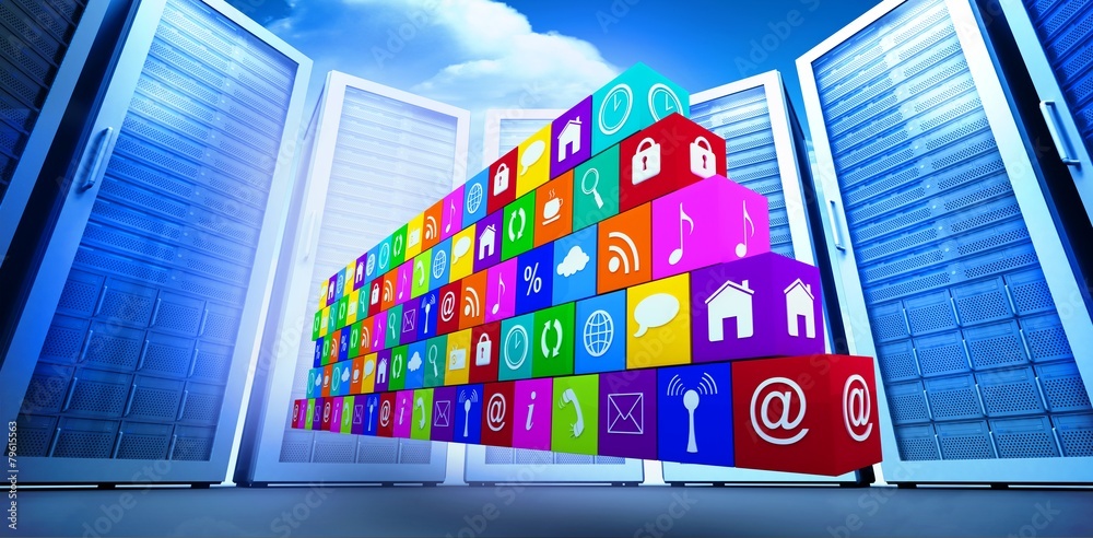 Poster composite image of wall of apps