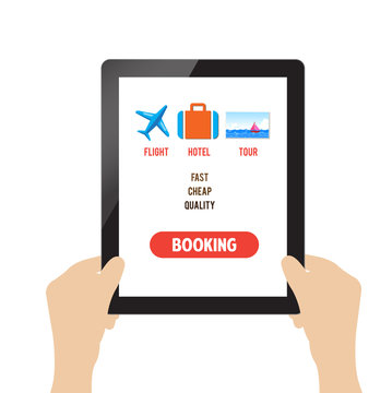 travel booking online on tablet