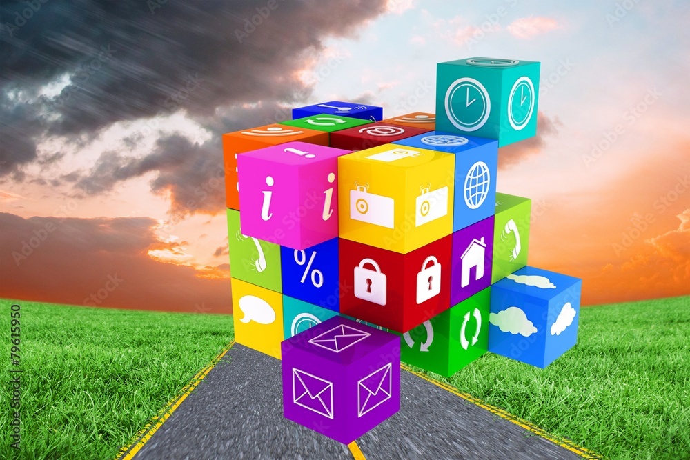 Poster Composite image of app cube
