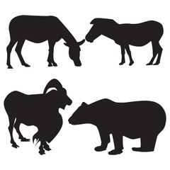 Set silhouettes of animals vector
