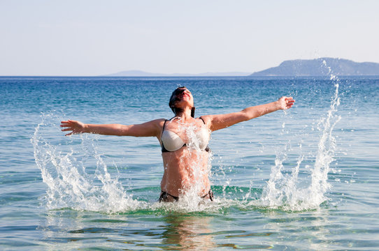 woman in the sea