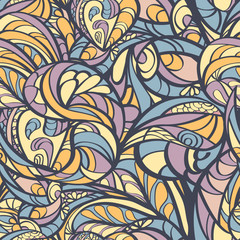 Multicolored hand drawn floral seamless.