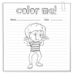 Coloring worksheet with a boy
