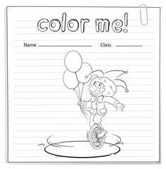 Coloring worksheet with a clown