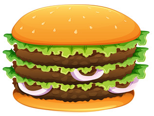 Big hamburger with sesame seeds
