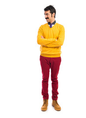 Fototapeta premium Man with moustache with his arms crossed