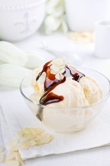 Ice cream with chocolate sauce