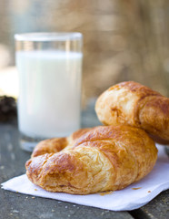 Two croissants with milk