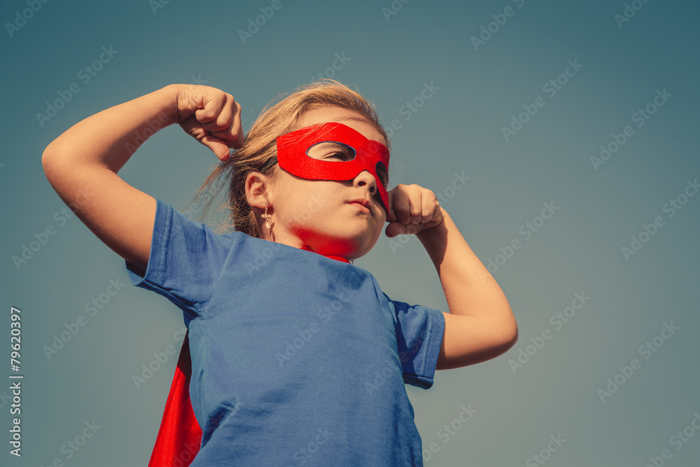 Wall mural child superhero portrait