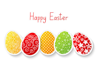 Easter paper eggs on white