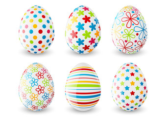Set of Easter eggs with color patterns