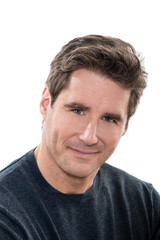 mature handsome man blue eyes smiling portrait