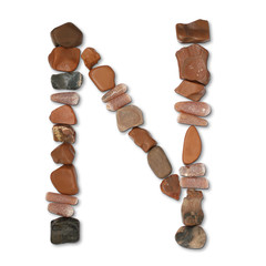 path alphabet of stones isolated on white