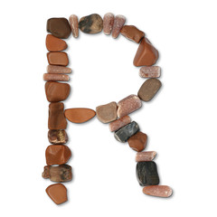 path alphabet of stones isolated on white