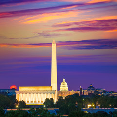 Washington Monument Capitol and Lincoln memorial
