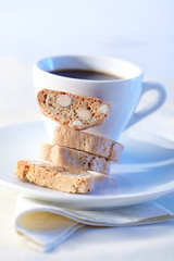 cakes with coffee on background