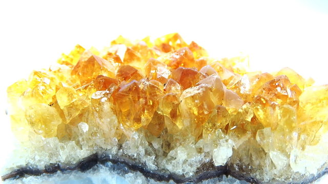 Citrine semigem geode crystals geological mineral isolated