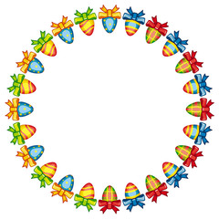 Round holiday frame with Easter eggs