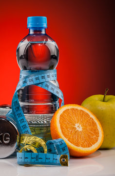 Fitness water and healthy food
