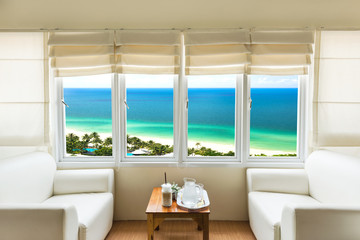 Living room near the beach and looked out of high angle view