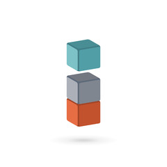 Letter I cube logo icon design template elements