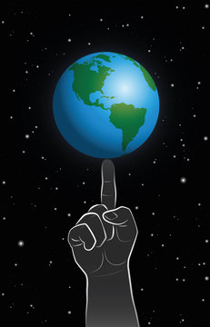 God Power Finger Planet Earth
