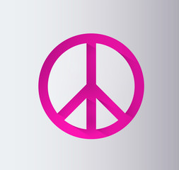 Pink peace sign with drop shadows. Peace icon