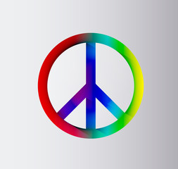 Rainbow Peace sign with drop shadows. Peace icon