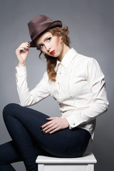 beautyful young woman in hat