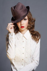 beautiful young woman in hat