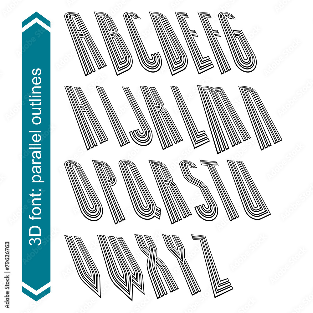 Fototapete rotated constructor dimensional script, vector geometric letters
