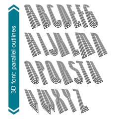 Rotated constructor dimensional script, vector geometric letters