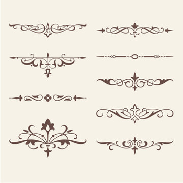 Curled calligraphic design elements for logo template
