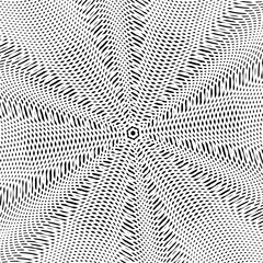 Optical illusion, moire background, abstract lined monochrome ti