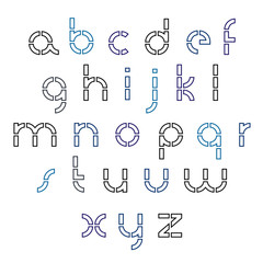 Fototapeta premium Rounded delicate technical small characters created from separat