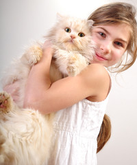 Cute girl with a cat