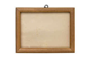 Fototapeta premium old wooden picture frame with mount and cardboard matte, isolate