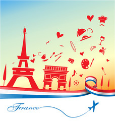 Plakat france holiday background with symbol and flag