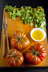 ripe vegetables. food ingredients. tomato, olive oil, salad