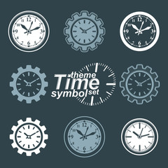 Set of vector engineering components &ndash; cog wheels. Time manage