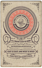 Fototapeta na wymiar Retro stamp design with engraving and floral details. Organized