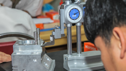 Check measurement of blank in attachment by digital hand caliper