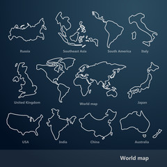 World Map line vector Illustration