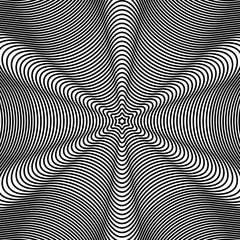 Black and white moire lines, striped  psychedelic background.  O