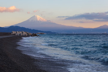 Mountain Fuji and sea from Izu city , Shizuoka