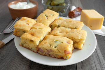 Homemade Pie with Cheese and Sausage