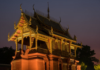 Temple at Wat Phathat Haripoonchai , Lamphun, Thailand